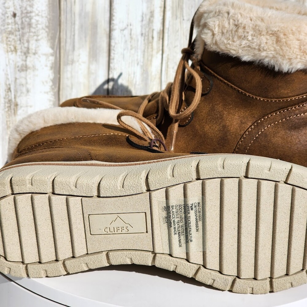 Cliffs by White Mountain Harrison Tan Lace-Up Booties Women’s 7.5 Wide NEW - Picture 9 of 12